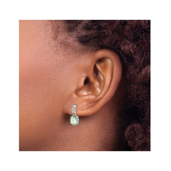 2.18 Carat (ctw) Green Quartz Dangle Earrings in Sterling Silver Image 3