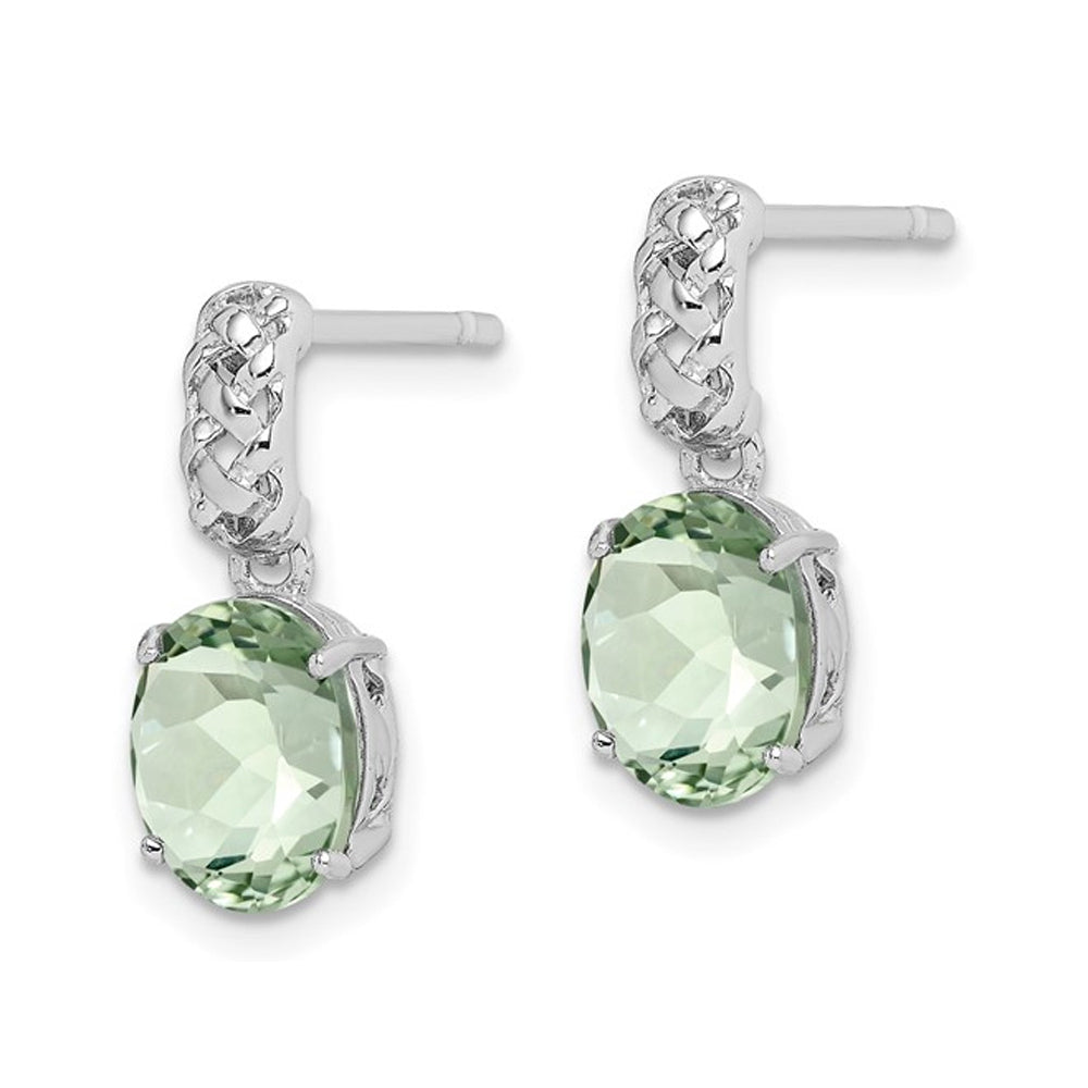 2.18 Carat (ctw) Green Quartz Dangle Earrings in Sterling Silver Image 4