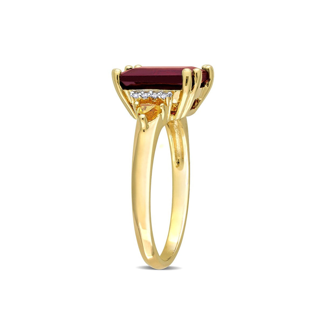 3.91 Carat (ctw) Garnet and Citrine Ring in Yellow Plated Sterling Silver Image 2