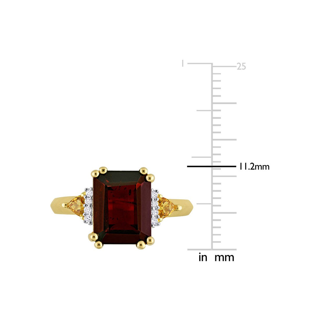 3.91 Carat (ctw) Garnet and Citrine Ring in Yellow Plated Sterling Silver Image 3