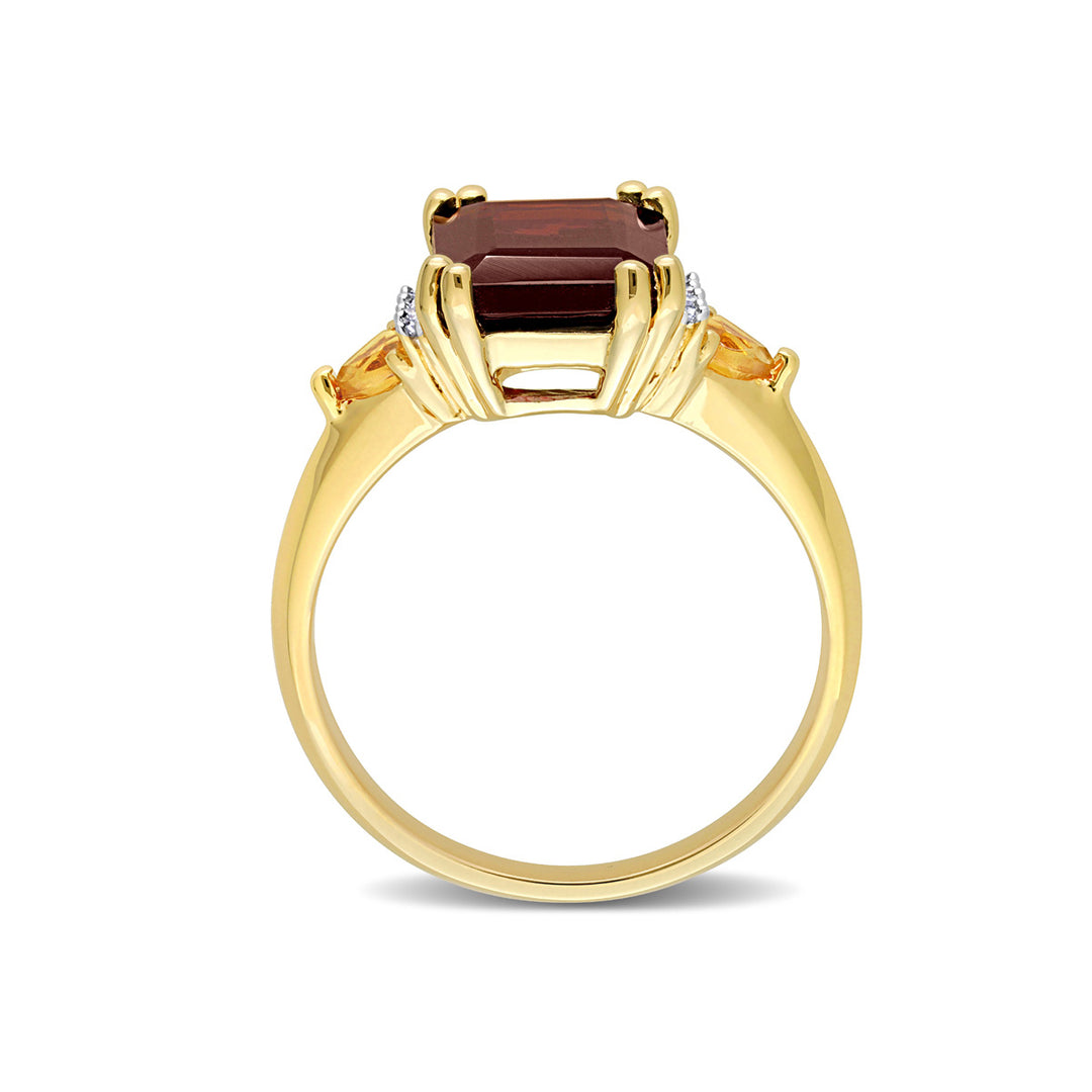 3.91 Carat (ctw) Garnet and Citrine Ring in Yellow Plated Sterling Silver Image 4