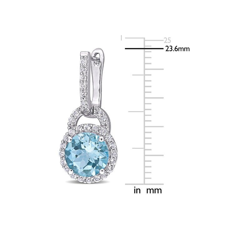5.60 Carat (ctw) Blue Topaz and White Topaz Dangle Earrings in Sterling Silver Image 3