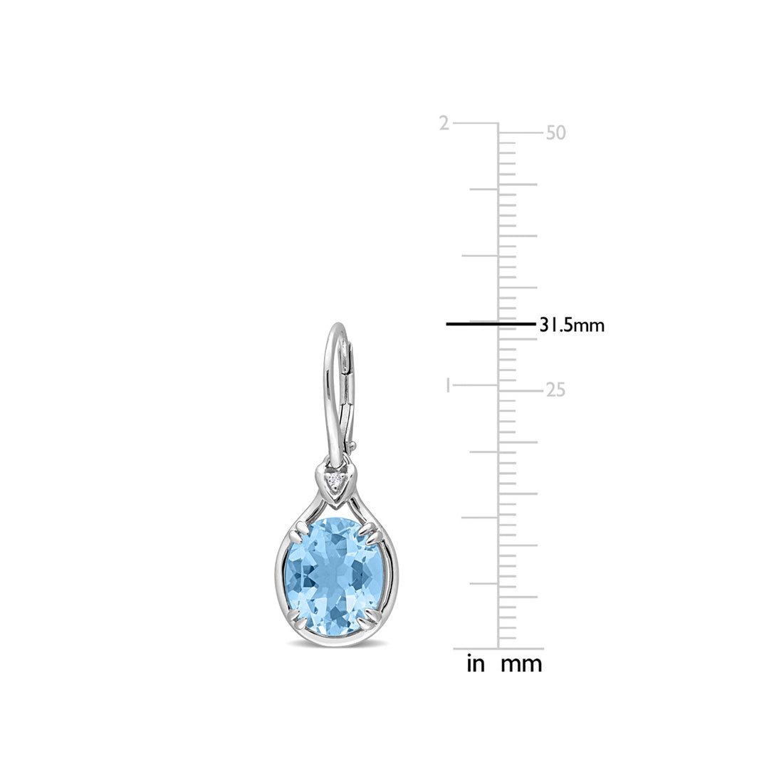 11.36 Carat (ctw) Blue Topaz Drop Leverback Earrings in Sterling Silver Image 3
