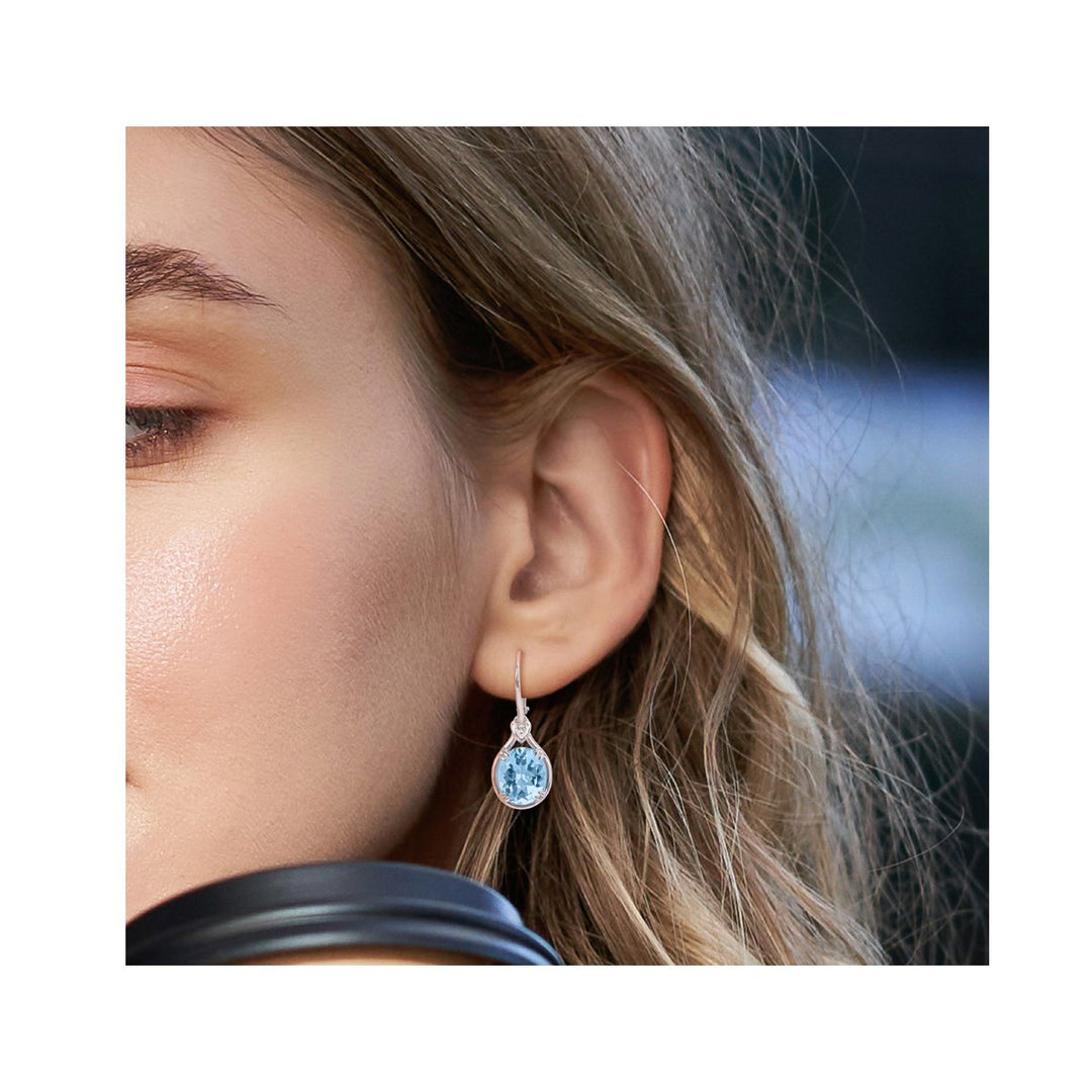 11.36 Carat (ctw) Blue Topaz Drop Leverback Earrings in Sterling Silver Image 4