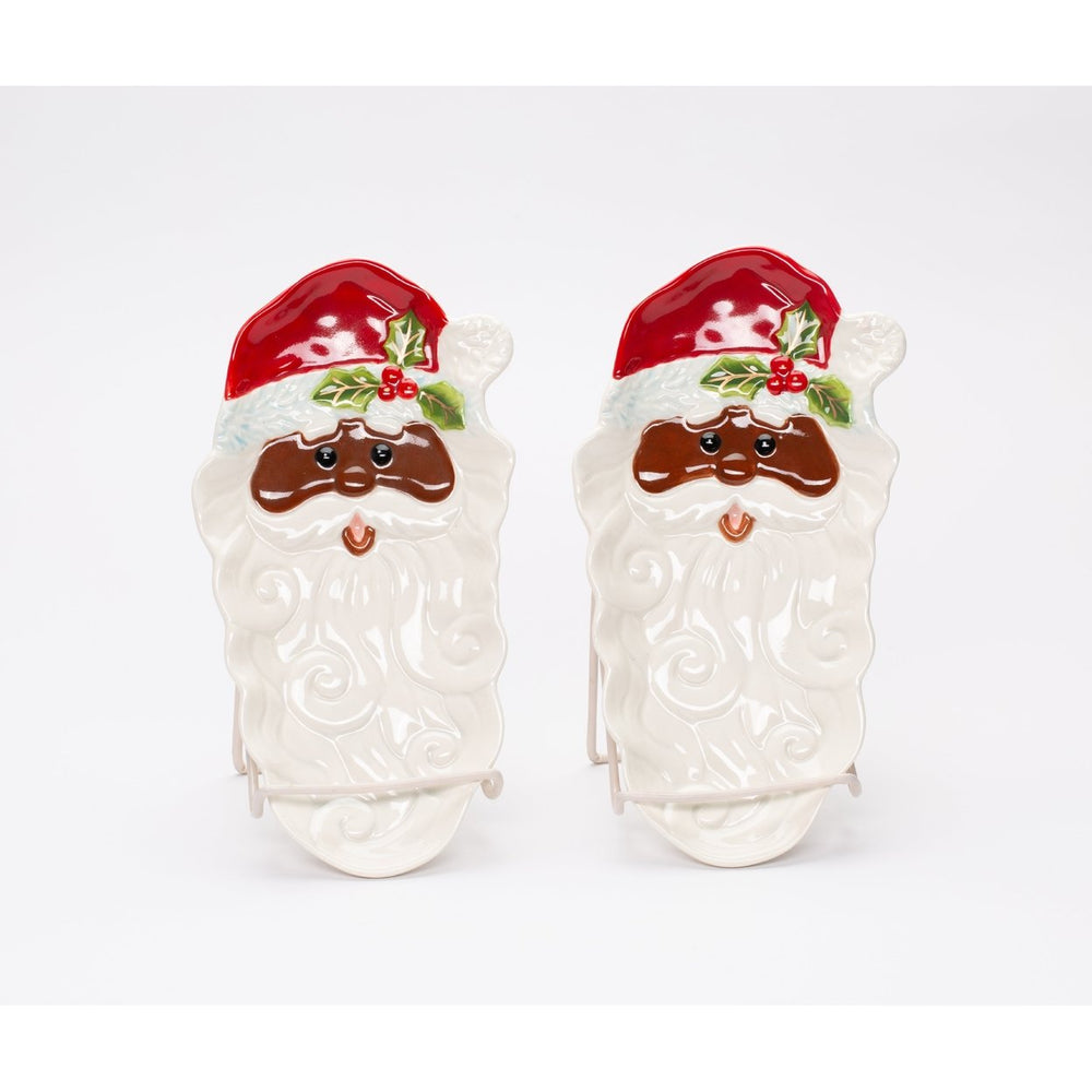 Ceramic African American Santa Dish Spoon Rest Set 2 Kitchen Image 2