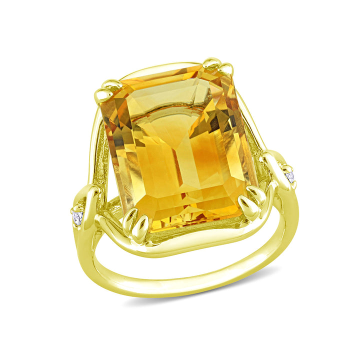 10.77 Carat (ctw) Citrine and White Topaz Ring in Yellow Plated Sterling Silver Image 1