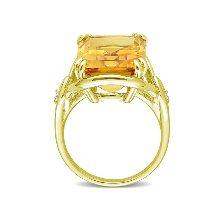 10.77 Carat (ctw) Citrine and White Topaz Ring in Yellow Plated Sterling Silver Image 4