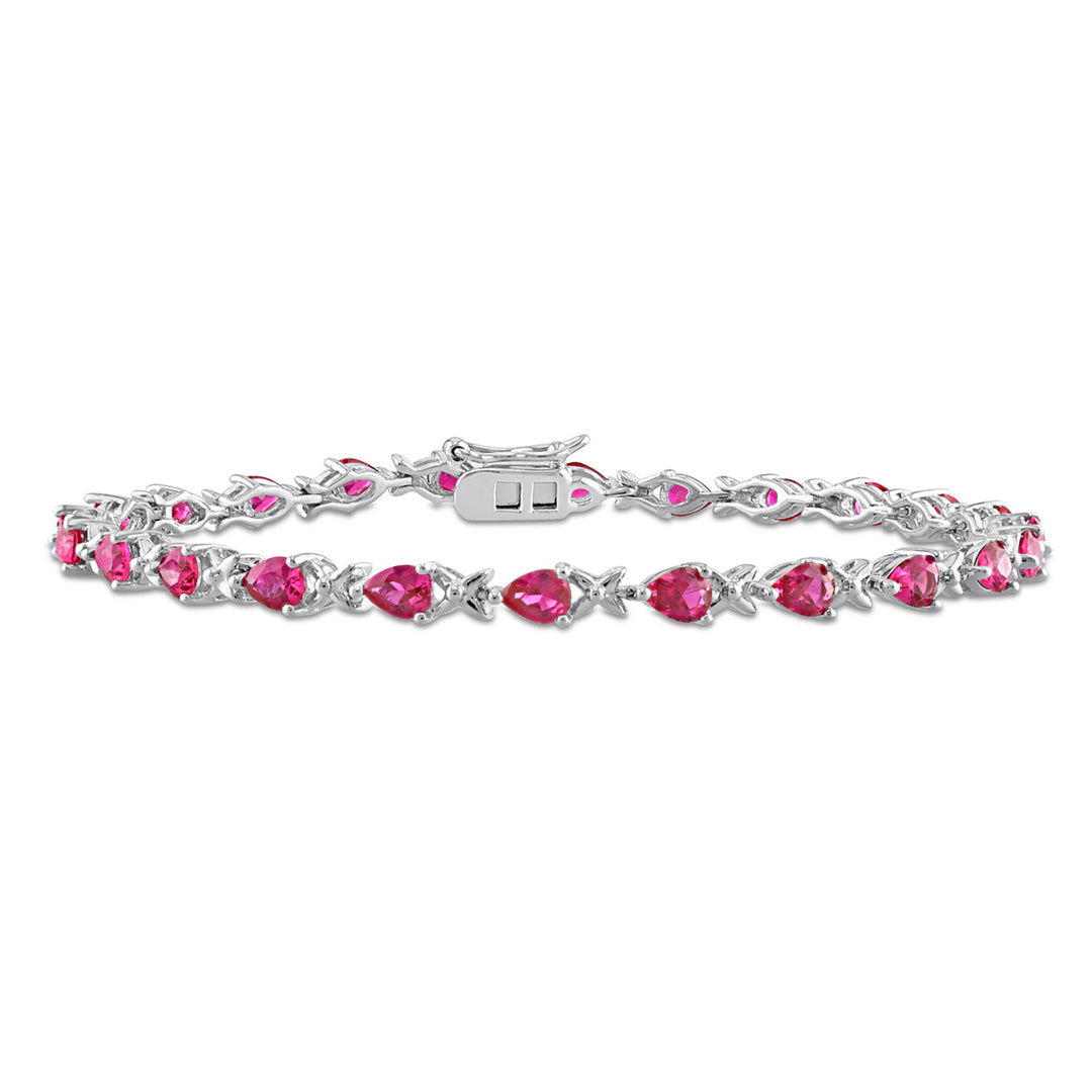 5.28 Carat (ctw) Lab-Created Ruby X-Link Bracelet in Sterling Silver (7 Inches) Image 1