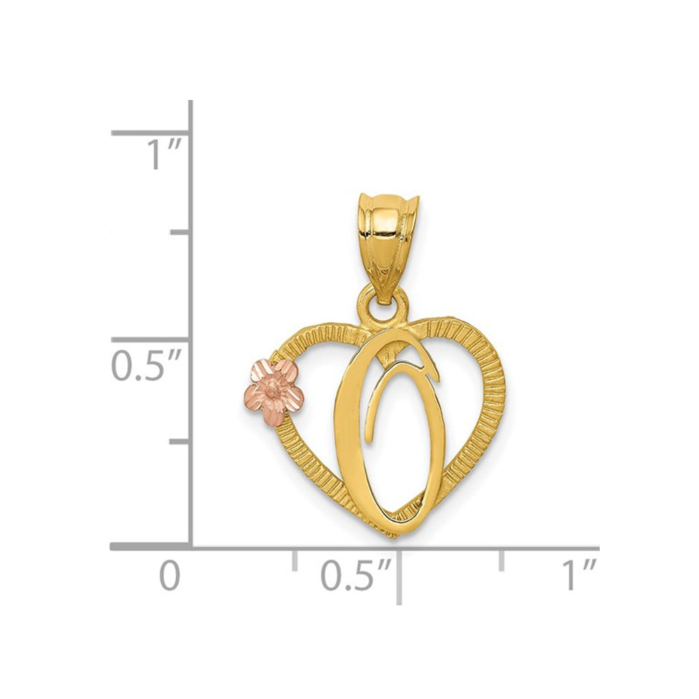 14K Yellow Gold Initial -O- Heart Necklace Pendant Charm with Chain Image 2