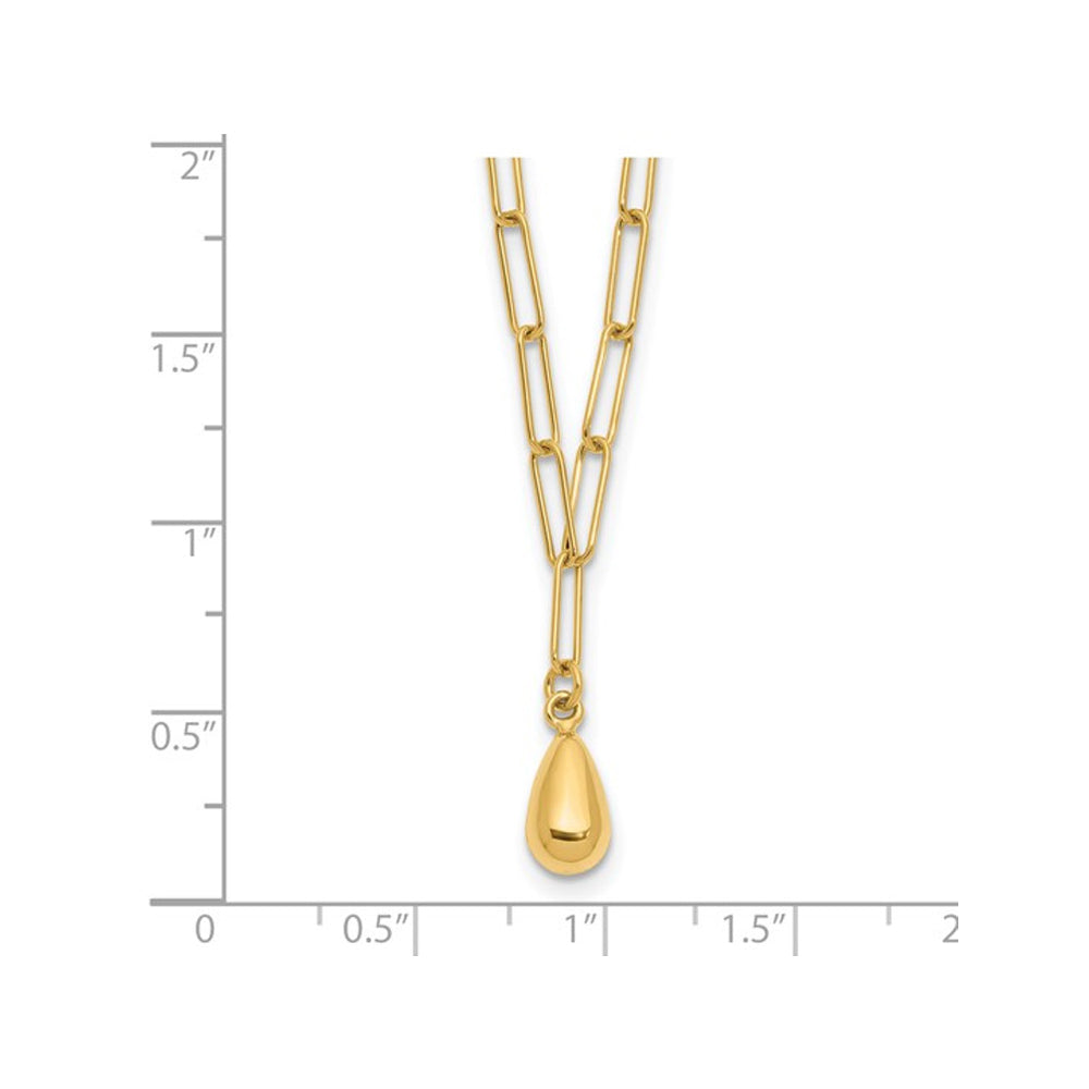 14K Yellow Gold Teardrop Paperclip Link Necklace Image 2