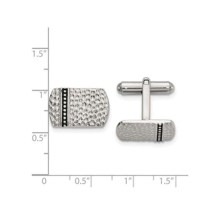 Stainless Steel Antiqued Polished and Hammered Cufflinks Image 3
