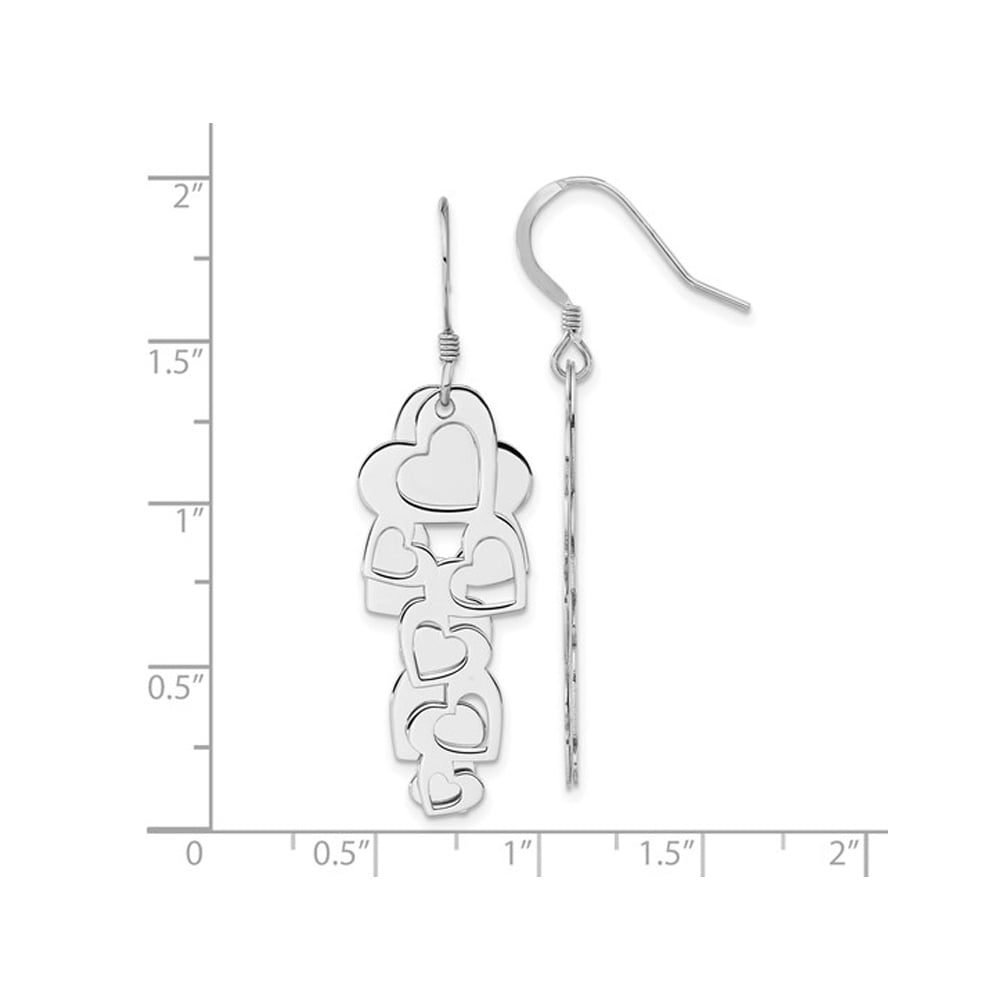 Sterling Silver Polished Hearts Cut-out Heart Dangle Earrings Image 2