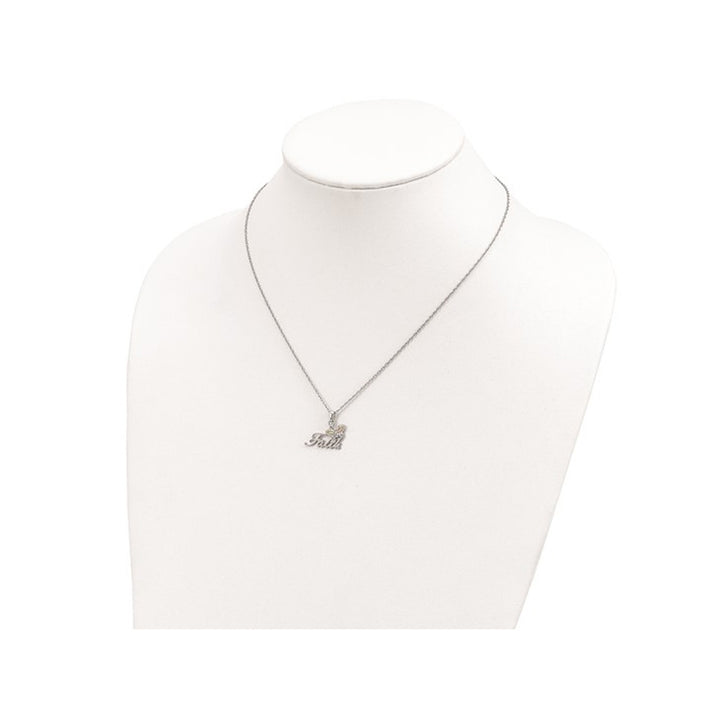 Sterling Silver Butterfly FAITH Pendant Necklace with Chain Image 2