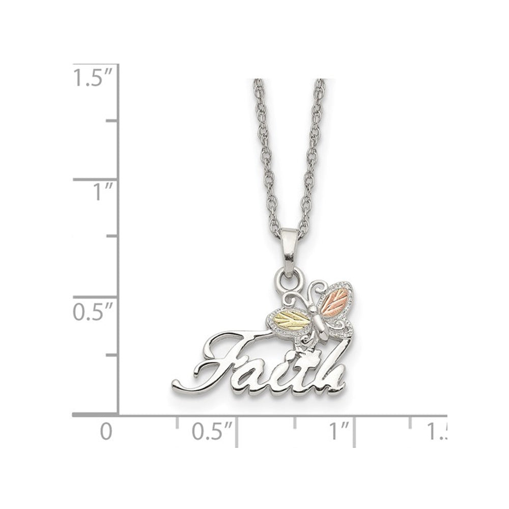 Sterling Silver Butterfly FAITH Pendant Necklace with Chain Image 3