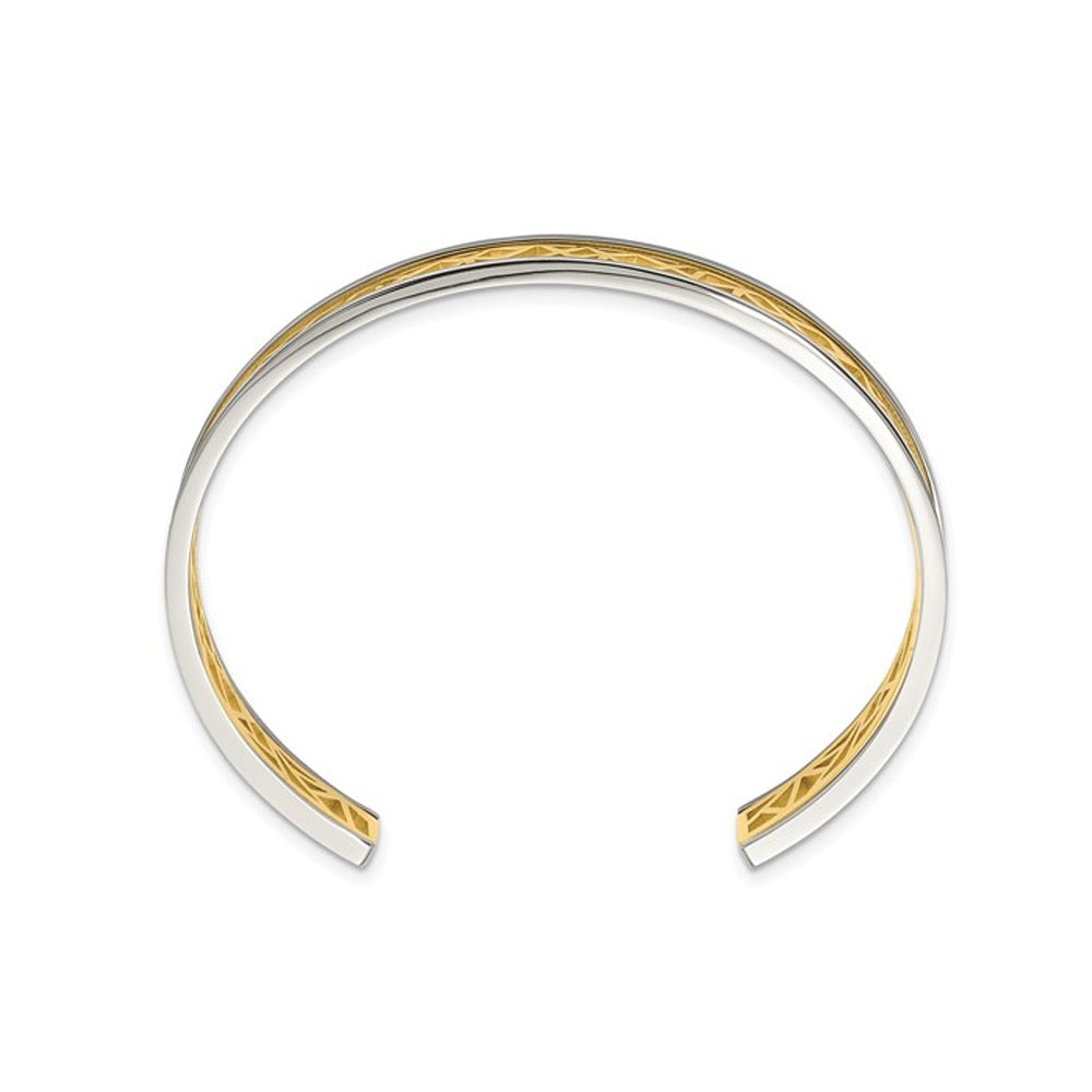 Stainless Steel Yellow Plated Polished Cut-Out Cuff Bangle Bracelet Image 2