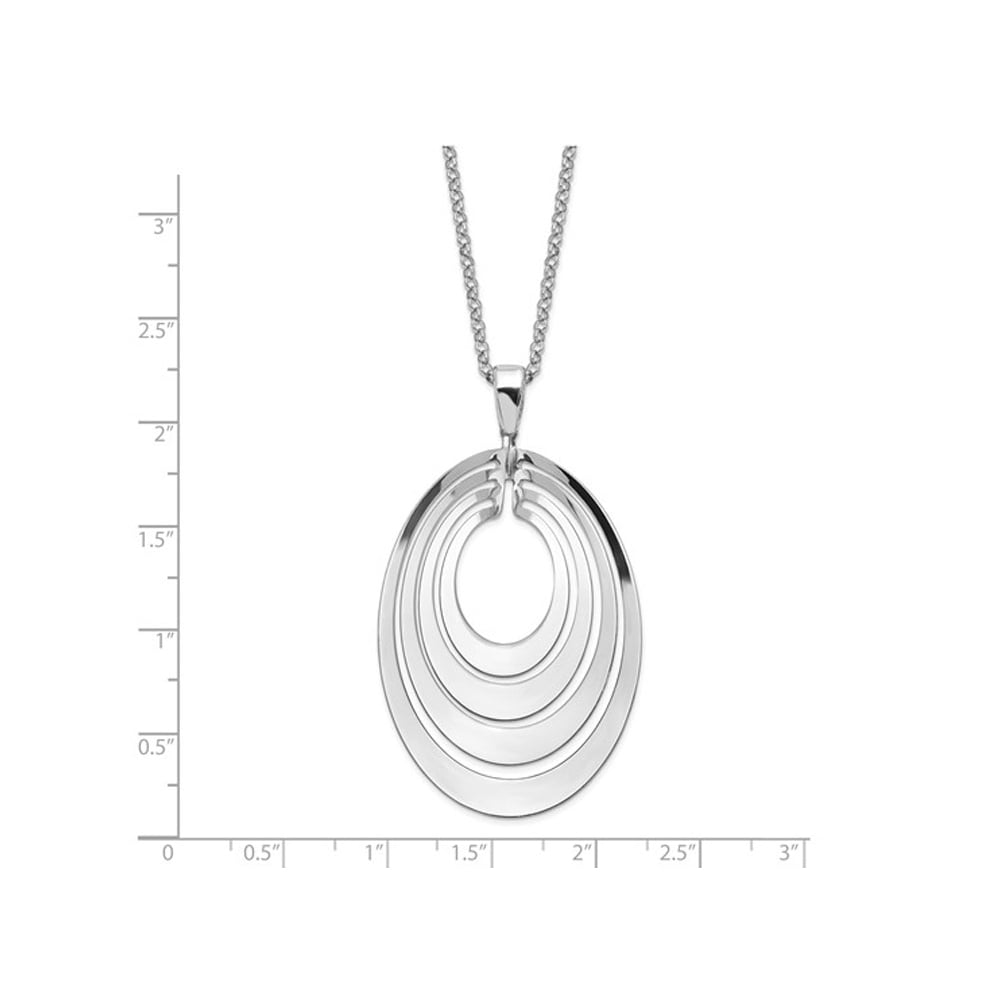 Sterling Silver Circle  Polished and Brushed Necklace Pendant with Chain Image 2