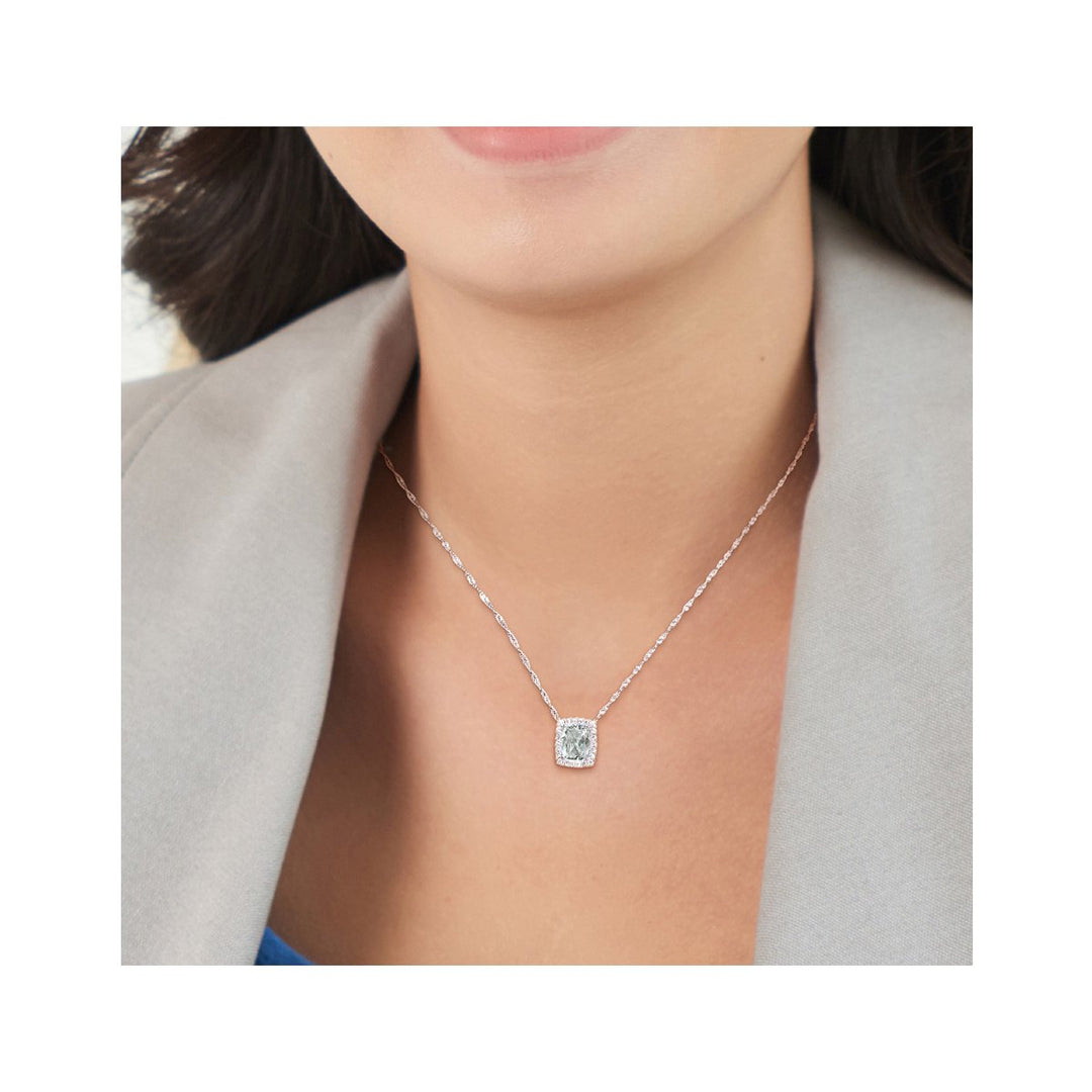 1.90 Carat (ctw) Aquamarine Pendant Necklace with Diamonds in 14K White Gold with Chain Image 4