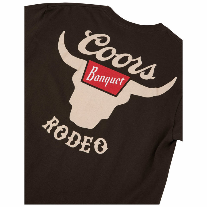 Coors Banquet Rodeo Horns Logo Brown Front and Back Print T-Shirt Image 4