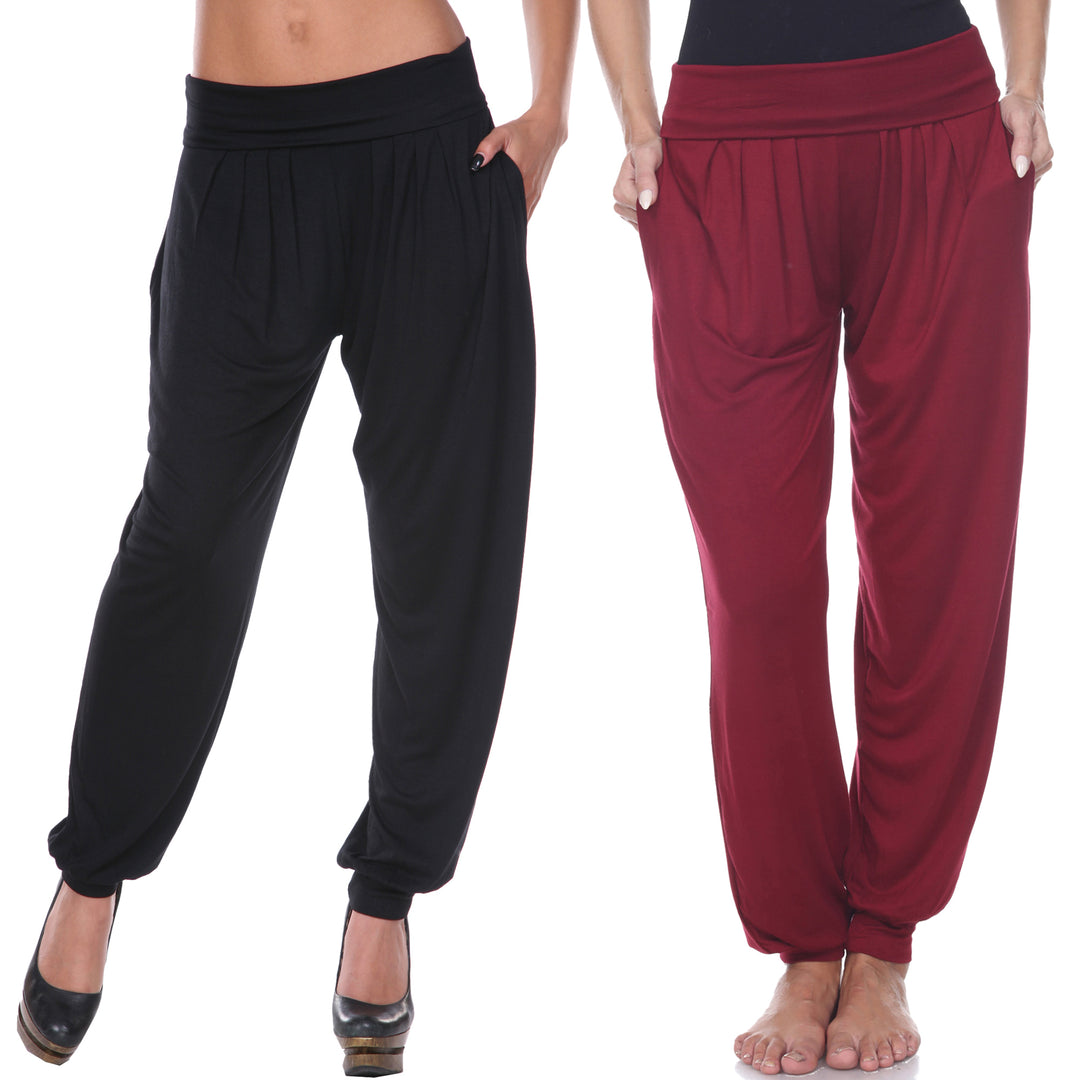 White Mark Womens Harem Pants 2-Pack High Waist Loungewear Assorted Colors Image 1