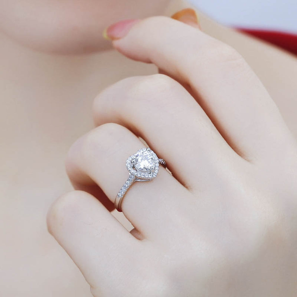 Women Ring Heart Shape Cubic Zirconia Jewelry Shining Finger Ring for Wedding Party Prom Banquet Image 2