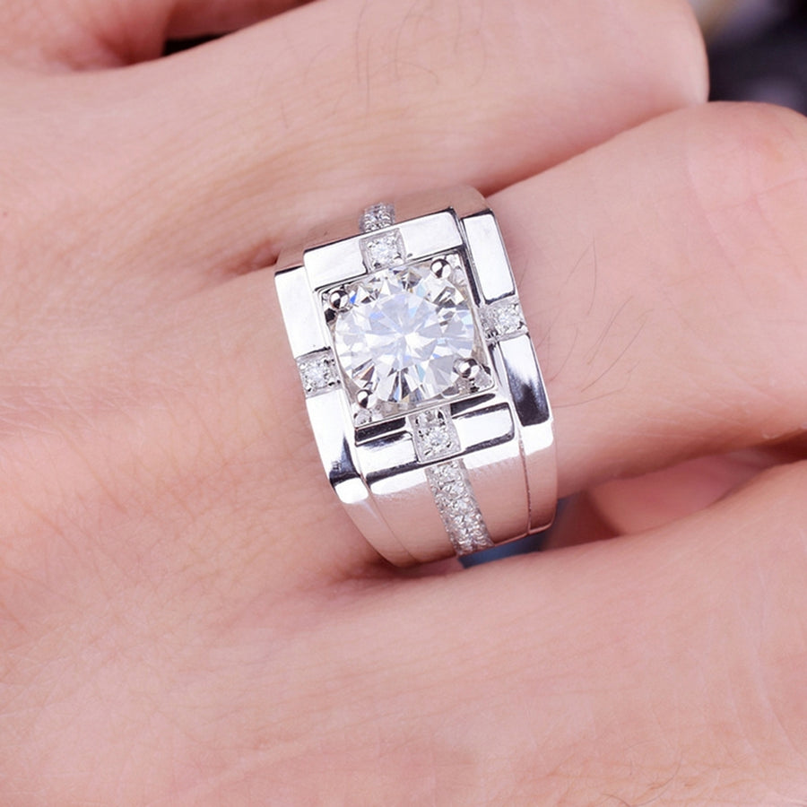 Zircon Ring Shining Geometric Ring Band for Gift Image 1