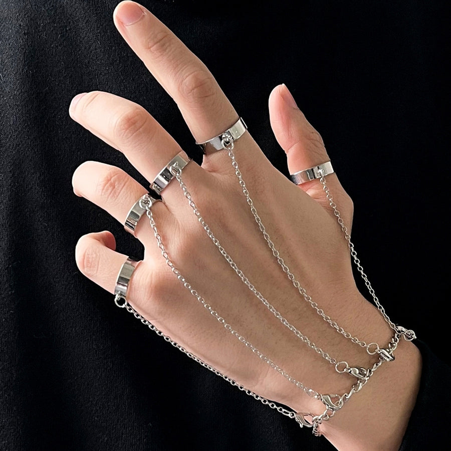 Unisex Bracelet Geometric Chain Wrist Men Women Punk Opening Ring Bracelet for Club Image 1
