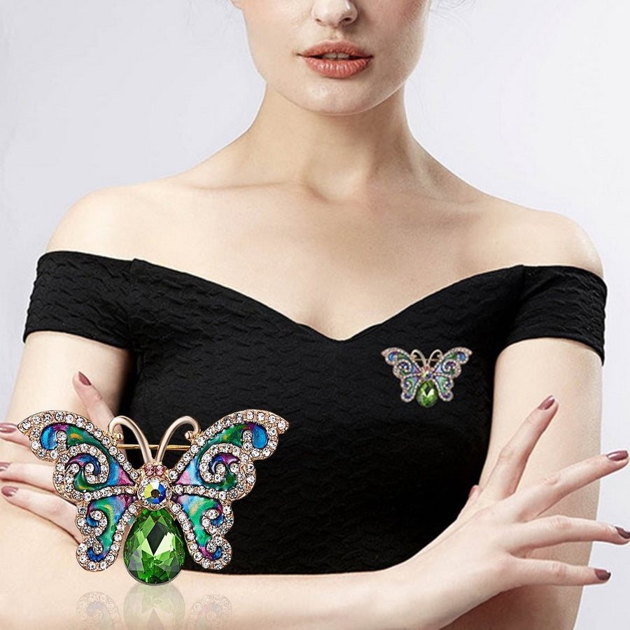Butterflies Brooch Sparkling Rhinestone Elegant Dainty Luxury Clothing Accessories Vintage Women Business Suit Lapel Pin Image 1