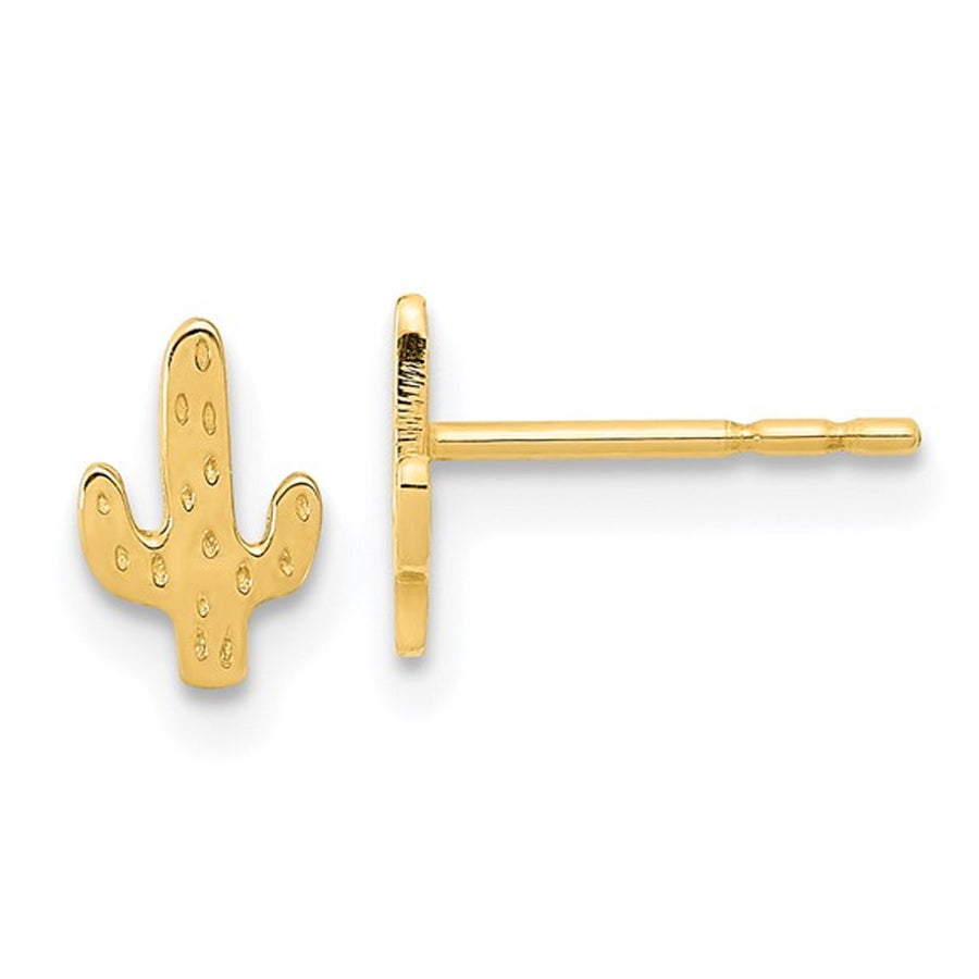 14K Yellow Gold Polished Cactus Post Earrings Image 1