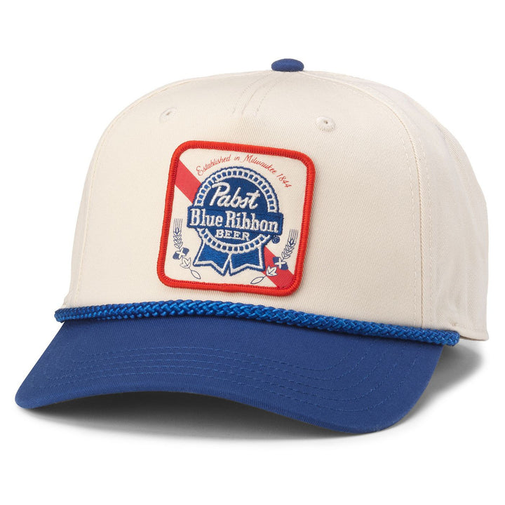 Pabst Blue Ribbon Two Tone Flat Bill Adjustable Snapback Hat Image 1