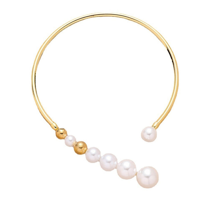 Faux Pearl Necklace Glossy Surface Comfortable to Wear Metallic Delicate Sparkling Female Necklace Choker Wedding Image 1