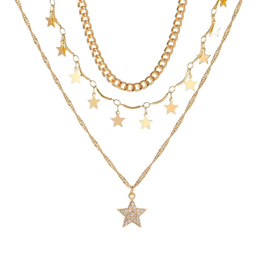 Women Necklace Multi Shapes Hip Hop Extended Length Star Shape Multi-layer Lady Necklace Daily Jewelry Image 2