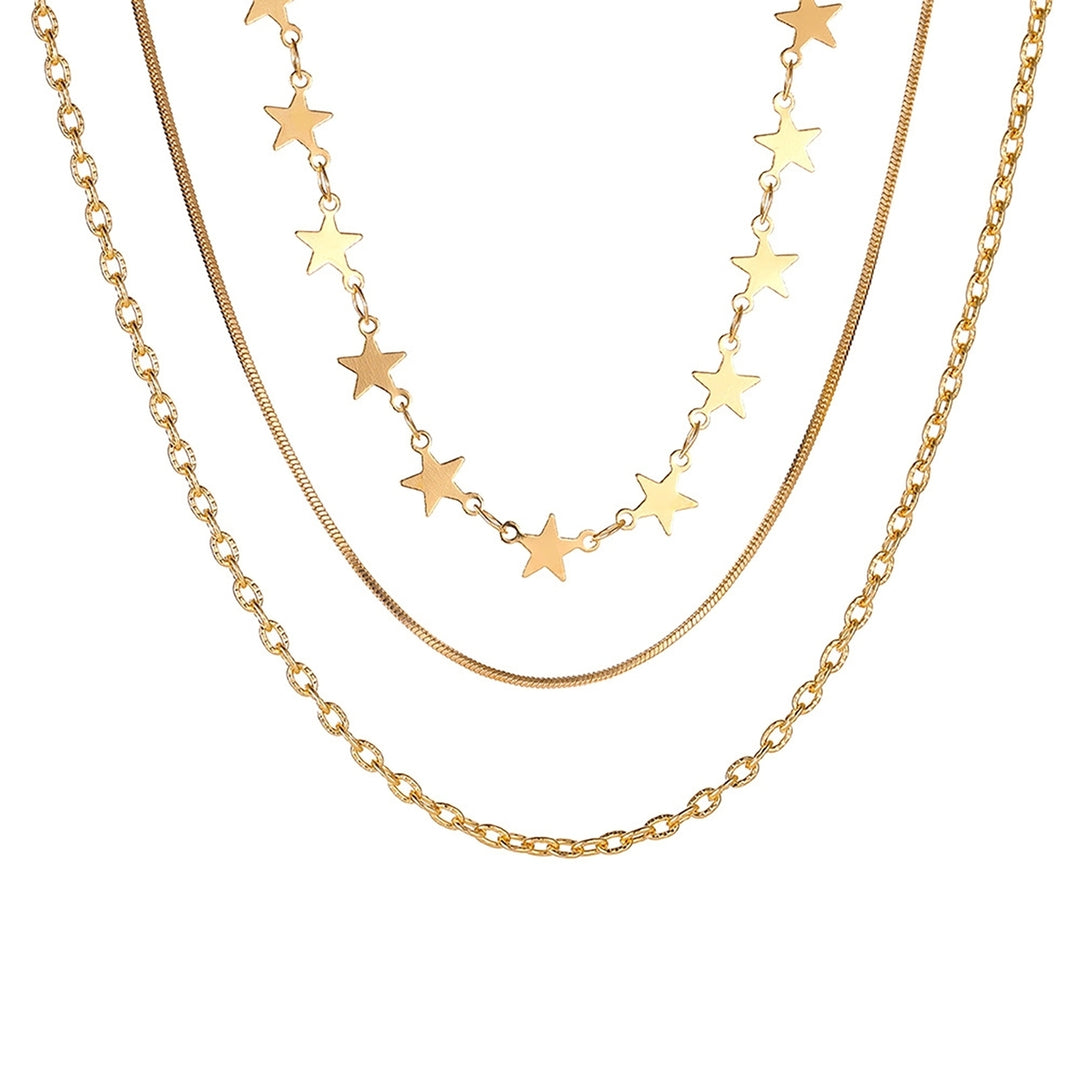 Women Necklace Multi Shapes Hip Hop Extended Length Star Shape Multi-layer Lady Necklace Daily Jewelry Image 3
