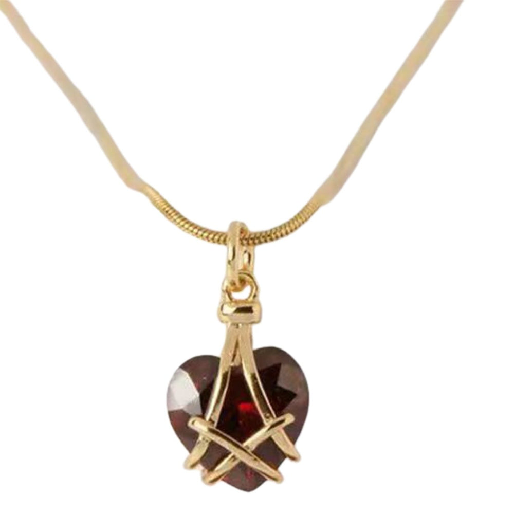 Women Necklace Heart Shiny Rhinestone Female Snake Chain Pendant Necklace Jewelry Gifts Image 2