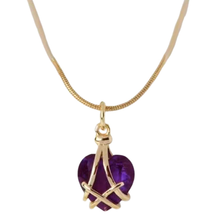 Women Necklace Heart Shiny Rhinestone Female Snake Chain Pendant Necklace Jewelry Gifts Image 3