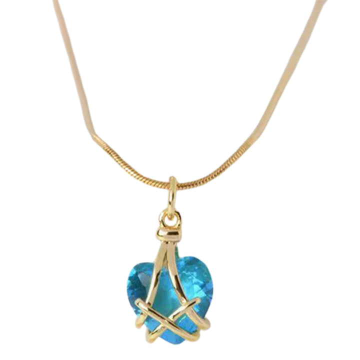 Women Necklace Heart Shiny Rhinestone Female Snake Chain Pendant Necklace Jewelry Gifts Image 4