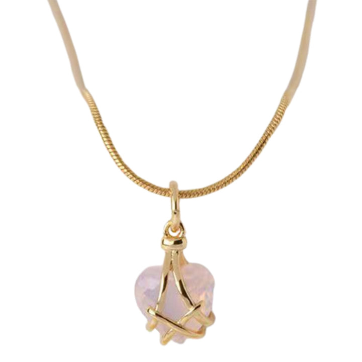 Women Necklace Heart Shiny Rhinestone Female Snake Chain Pendant Necklace Jewelry Gifts Image 1