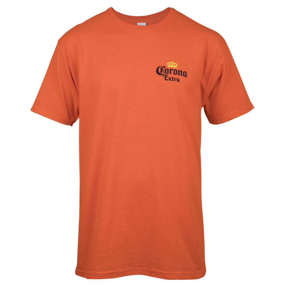 Corona Extra Label Orange Front and Back Print T-Shirt Image 2