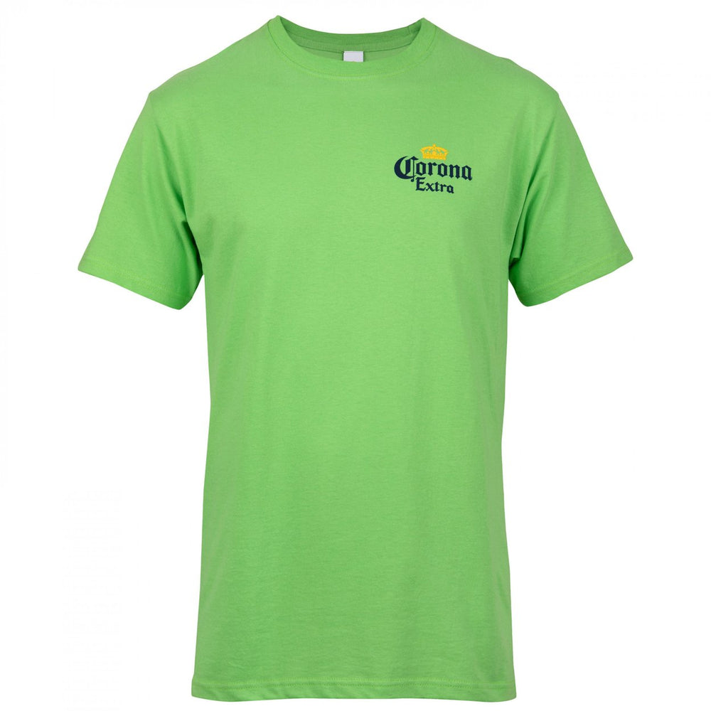 Corona Extra Label Vivid Lime Front and Back Print T-Shirt Image 2