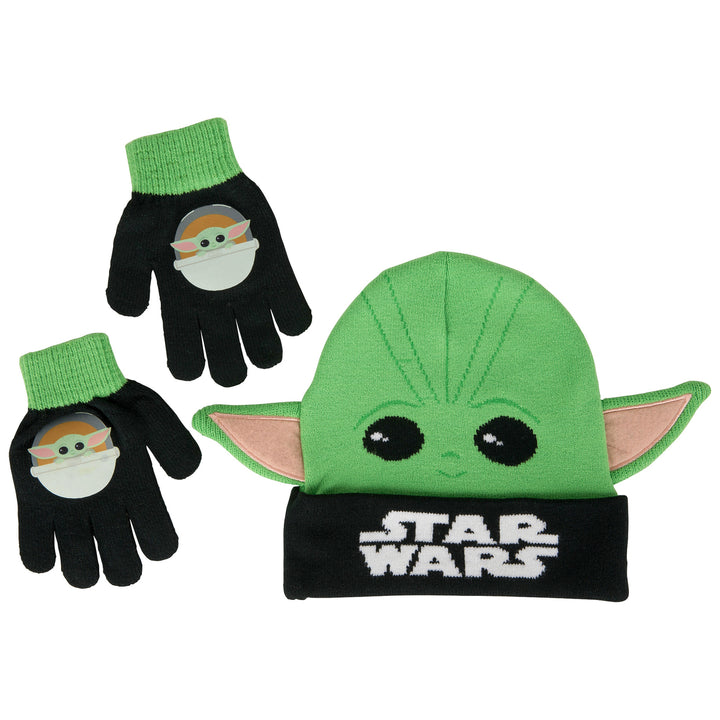 Star Wars The Mandalorian Grogu Kids Gloves and Beanie with Ears Set Image 1