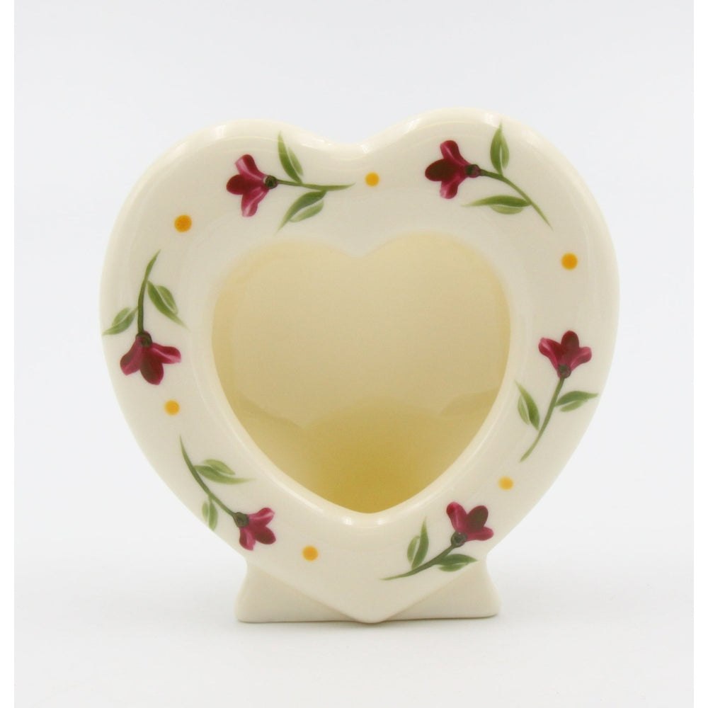 Ceramic Heart Shaped Frame with Flowers 3.75in Vintage Image 2