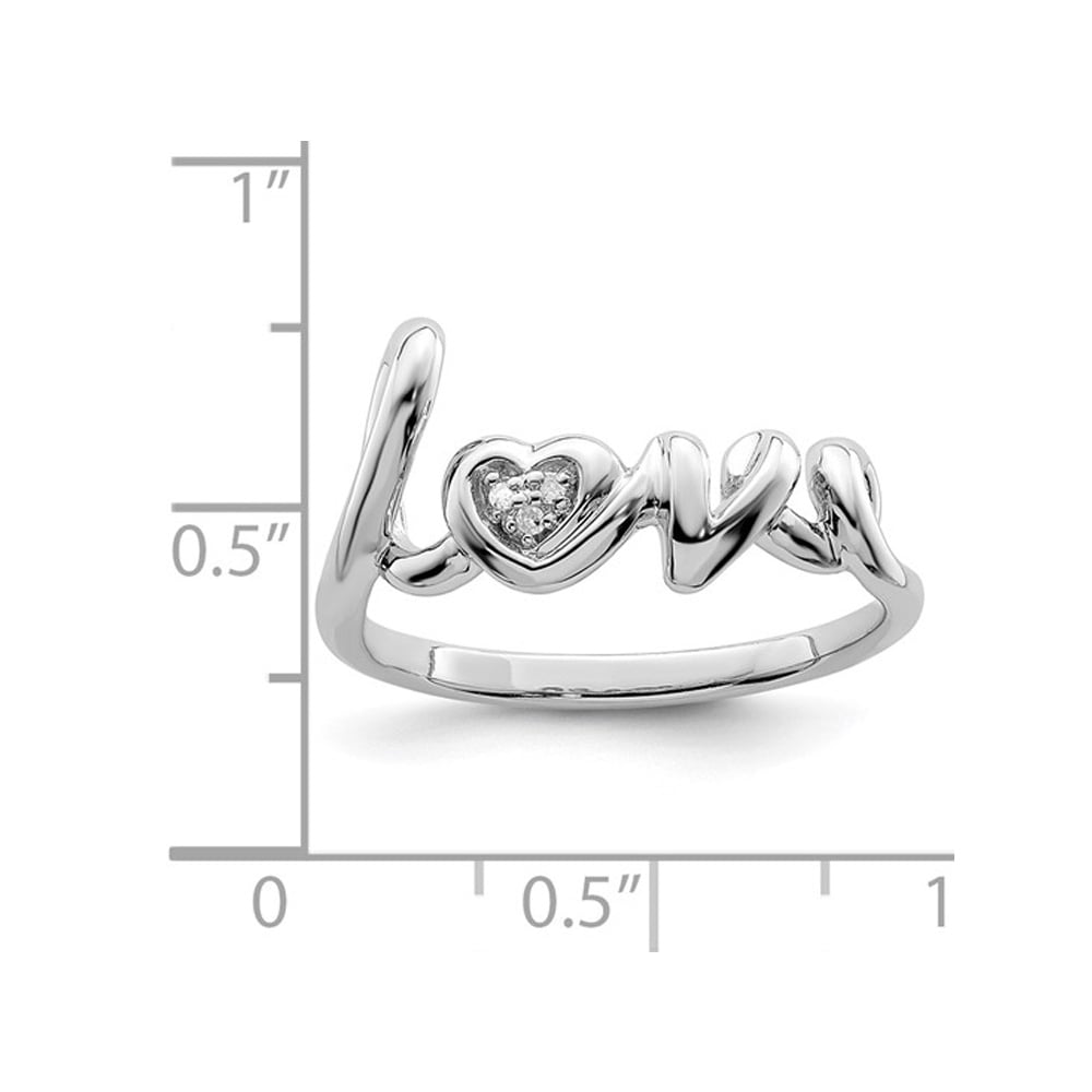 Sterling Silver LOVE Heart Ring with Accent Diamond Image 4