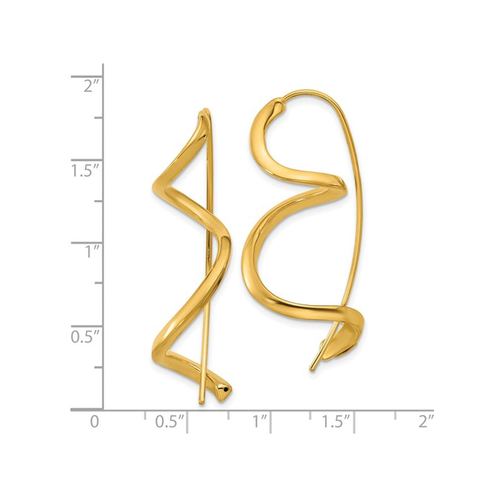 14K Yellow Gold Spiral Threader Dangle Earrings Image 2