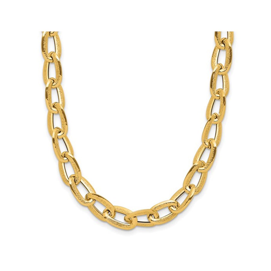 14K Yellow Gold Polished Satin Link Necklace (18 inches) Image 1