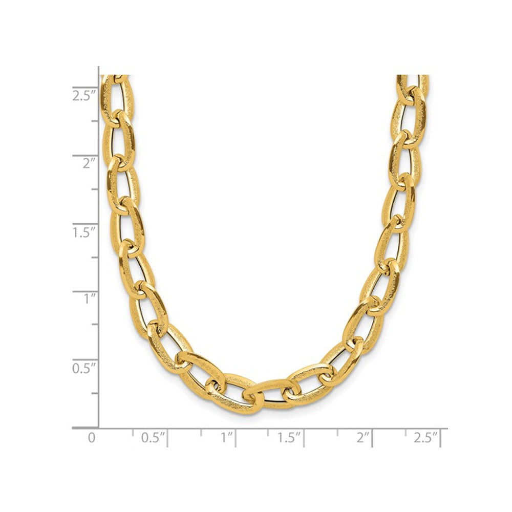 14K Yellow Gold Polished Satin Link Necklace (18 inches) Image 2