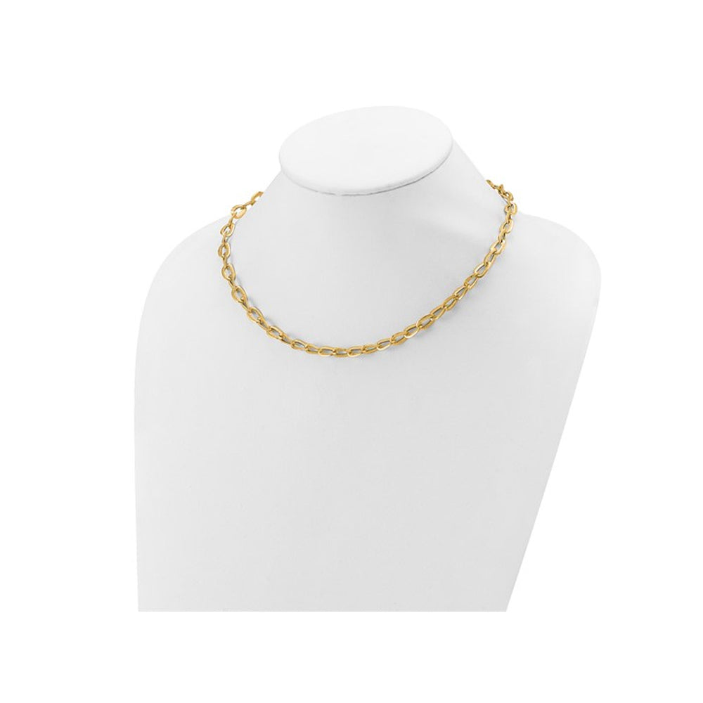14K Yellow Gold Polished Satin Link Necklace (18 inches) Image 4