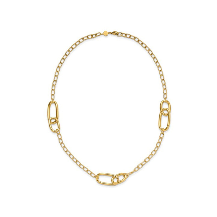 14K Yellow Gold Polished Fancy Link Necklace (18 inches) Image 3