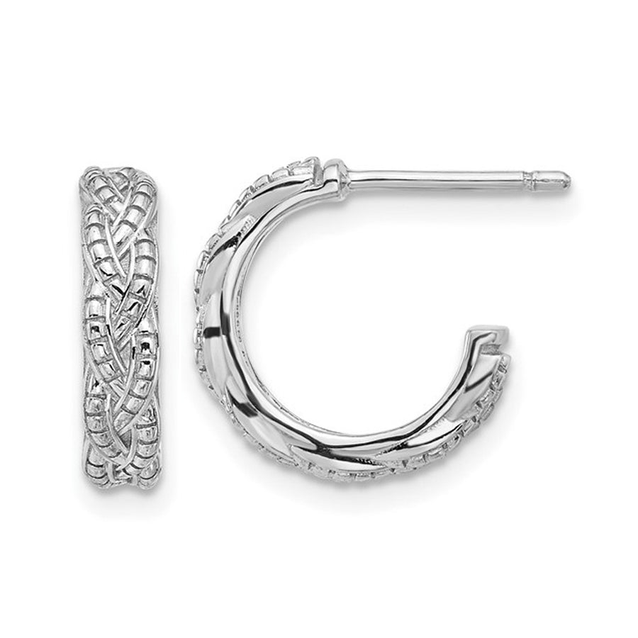 Sterling Silver Braided Textured C-Hoop Earrings Image 1