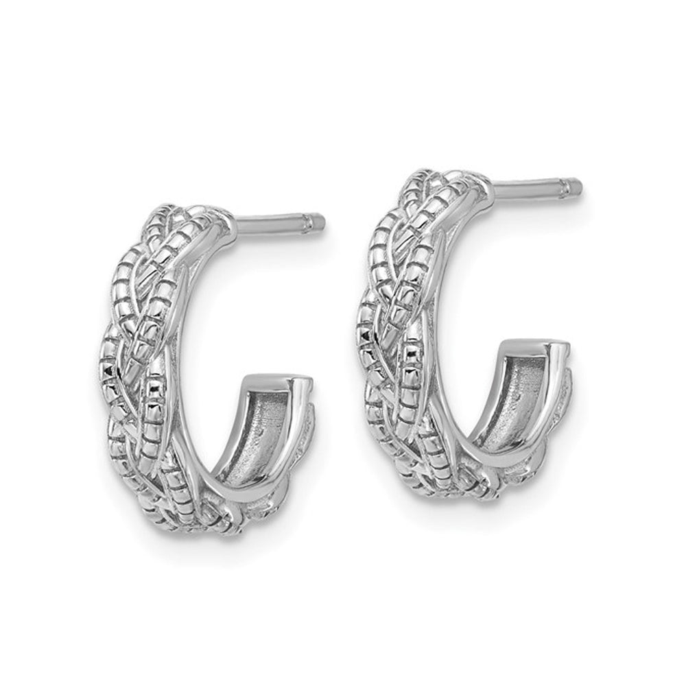 Sterling Silver Braided Textured C-Hoop Earrings Image 4