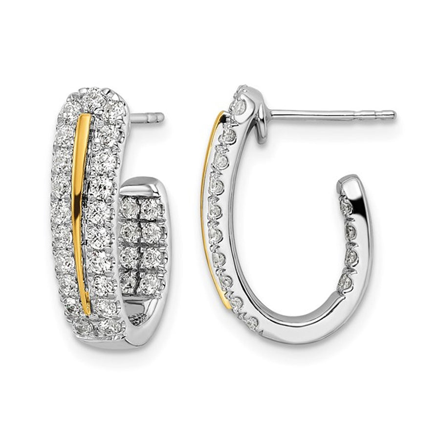 1.00 Carat (ctw VS2-SI1, G-H) Lab Grown Diamond J-Hoop Earrings in 14K White Gold Image 1