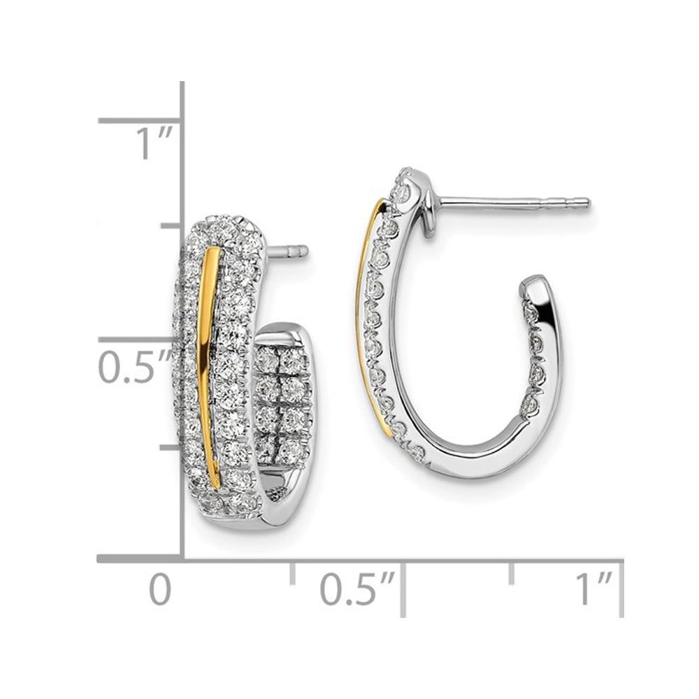 1.00 Carat (ctw VS2-SI1 G-H) Lab Grown Diamond J-Hoop Earrings in 14K White Gold Image 3